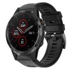 For Garmin Fenix 5 plus Metal Buckle Solid Color Silicone Watch Band(Black) - 1