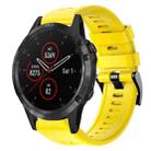 For Garmin Fenix 5 plus Metal Buckle Solid Color Silicone Watch Band(Yellow) - 1