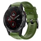 For Garmin Fenix 5 plus Metal Buckle Solid Color Silicone Watch Band(Army Green) - 1