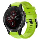For Garmin Fenix 5 plus Metal Buckle Solid Color Silicone Watch Band(Green) - 1