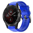 For Garmin Fenix 5 plus Metal Buckle Solid Color Silicone Watch Band(Sky Blue) - 1