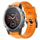 For Garmin Quatix 5 Metal Buckle Solid Color Silicone Watch Band(Orange) - 1