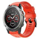 For Garmin Quatix 5 Metal Buckle Solid Color Silicone Watch Band(Red) - 1