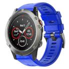 For Garmin Quatix 5 Metal Buckle Solid Color Silicone Watch Band(Sky Blue) - 1