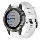 For Garmin Quatix 5 Sapphire Metal Buckle Solid Color Silicone Watch Band(White) - 1