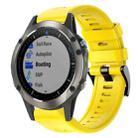 For Garmin Quatix 5 Sapphire Metal Buckle Solid Color Silicone Watch Band(Yellow) - 1