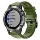 For Garmin Quatix 5 Sapphire Metal Buckle Solid Color Silicone Watch Band(Army Green) - 1