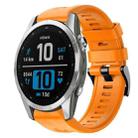 For Garmin Fenix 7S Metal Buckle Solid Color Silicone Watch Band(Orange) - 1