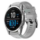 For Garmin Fenix 7S Metal Buckle Solid Color Silicone Watch Band(Grey) - 1