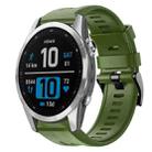 For Garmin Fenix 7S Metal Buckle Solid Color Silicone Watch Band(Army Green) - 1