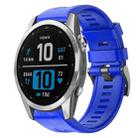 For Garmin Fenix 7S Metal Buckle Solid Color Silicone Watch Band(Skyblue) - 1