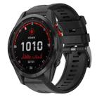 For Garmin Fenix 7S Solar Metal Buckle Solid Color Silicone Watch Band(Black) - 1