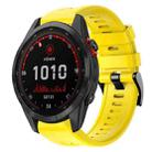 For Garmin Fenix 7S Solar Metal Buckle Solid Color Silicone Watch Band(Yellow) - 1