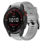 For Garmin Fenix 7S Solar Metal Buckle Solid Color Silicone Watch Band(Grey) - 1