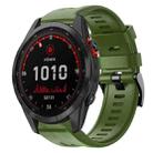 For Garmin Fenix 7S Solar Metal Buckle Solid Color Silicone Watch Band(Army Green) - 1