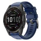 For Garmin Fenix 7S Sapphire Solar Metal Buckle Solid Color Silicone Watch Band(Navy Blue) - 1