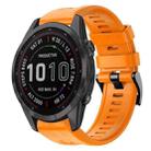 For Garmin Fenix 7S Sapphire Solar Metal Buckle Solid Color Silicone Watch Band(Orange) - 1