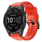 For Garmin Fenix 7S Sapphire Solar Metal Buckle Solid Color Silicone Watch Band(Red) - 1