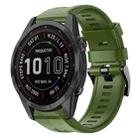 For Garmin Fenix 7S Sapphire Solar Metal Buckle Solid Color Silicone Watch Band(Army Green) - 1