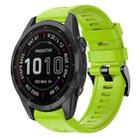 For Garmin Fenix 7S Sapphire Solar Metal Buckle Solid Color Silicone Watch Band(Green) - 1