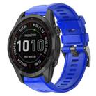 For Garmin Fenix 7S Sapphire Solar Metal Buckle Solid Color Silicone Watch Band(Skyblue) - 1