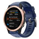 For Garmin Fenix 6S Metal Buckle Solid Color Silicone Watch Band(Navy Blue) - 1