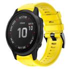 For Garmin Fenix 6S Pro Metal Buckle Solid Color Silicone Watch Band(Yellow) - 1