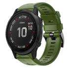 For Garmin Fenix 6S Pro Metal Buckle Solid Color Silicone Watch Band(Army Green) - 1