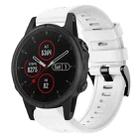 For Garmin Fenix 5S Plus Metal Buckle Solid Color Silicone Watch Band(White) - 1