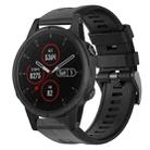 For Garmin Fenix 5S Plus Metal Buckle Solid Color Silicone Watch Band(Black) - 1