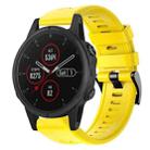 For Garmin Fenix 5S Plus Metal Buckle Solid Color Silicone Watch Band(Yellow) - 1