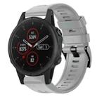 For Garmin Fenix 5S Plus Metal Buckle Solid Color Silicone Watch Band(Grey) - 1