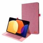 For Xiaomi Mi Pad 5 Pro 12.4  Fabric Leather Tablet Case(Rose Red) - 1