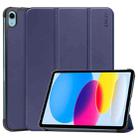 For iPad 10th Gen 10.9 2022 ENKAY Tri-fold Custer Texture Leather Stand Smart Case(Dark Blue) - 1