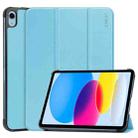 For iPad 10th Gen 10.9 2022 ENKAY Tri-fold Custer Texture Leather Stand Smart Case(Light Blue) - 1