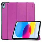 For iPad 10th Gen 10.9 2022 ENKAY Tri-fold Custer Texture Leather Stand Smart Case(Purple) - 1