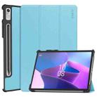 For Lenovo Tab P11 Pro Gen2 11.2 inch 2022 ENKAY Tri-fold Custer Texture Leather Stand Smart Case(Light Blue) - 1