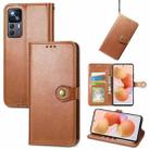 For Xiaomi 12T / 12T Pro / Redmi K50 Ultra Retro Solid Color Buckle Leather Phone Case(Brown) - 1