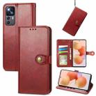 For Xiaomi 12T / 12T Pro / Redmi K50 Ultra Retro Solid Color Buckle Leather Phone Case(Red) - 1