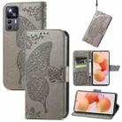 For Xiaomi 12T / 12T Pro / Redmi K50 Ultra Butterfly Love Flower Embossed Horizontal Flip Leather Phone Case(Gray) - 1