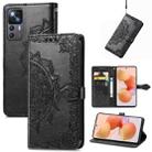 For Xiaomi 12T / 12T Pro / Redmi K50 Ultra Mandala Flower Embossed Leather Phone Case(Black) - 1