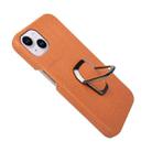 For iPhone 14 Plus Ring Holder Litchi Texture Genuine Leather Phone Case(Brown) - 4