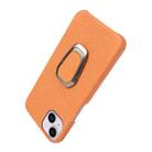 For iPhone 14 Plus Ring Holder Litchi Texture Genuine Leather Phone Case(Brown) - 5