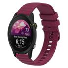 For Garmin Forerunner 255S 18mm Wavy Dotted Solid-Color Silicone Watch Band(Wine Red) - 1