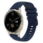 For Garmin Venu 2S 18mm Wavy Dotted Solid-Color Silicone Watch Band(Dark Blue) - 1