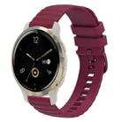 For Garmin Venu 2S 18mm Wavy Dotted Solid-Color Silicone Watch Band(Wine Red) - 1