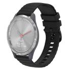 For Garmin Vivomove 3S 18mm Wavy Dotted Solid-Color Silicone Watch Band(Black) - 1