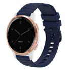 For Garmin Vivoactive 4S 18mm Wavy Dotted Solid-Color Silicone Watch Band(Dark Blue) - 1