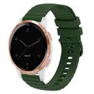 For Garmin Vivoactive 4S 18mm Wavy Dotted Solid-Color Silicone Watch Band(Army Green) - 1