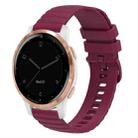 For Garmin Vivoactive 4S 18mm Wavy Dotted Solid-Color Silicone Watch Band(Wine Red) - 1